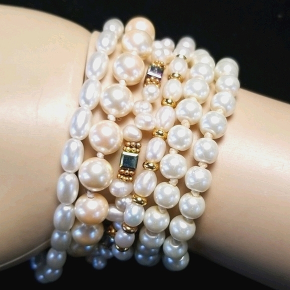 Vintage Faux Pearl Bracelet Lot Resellers Bundle 5 Piece Set - Picture 9 of 14